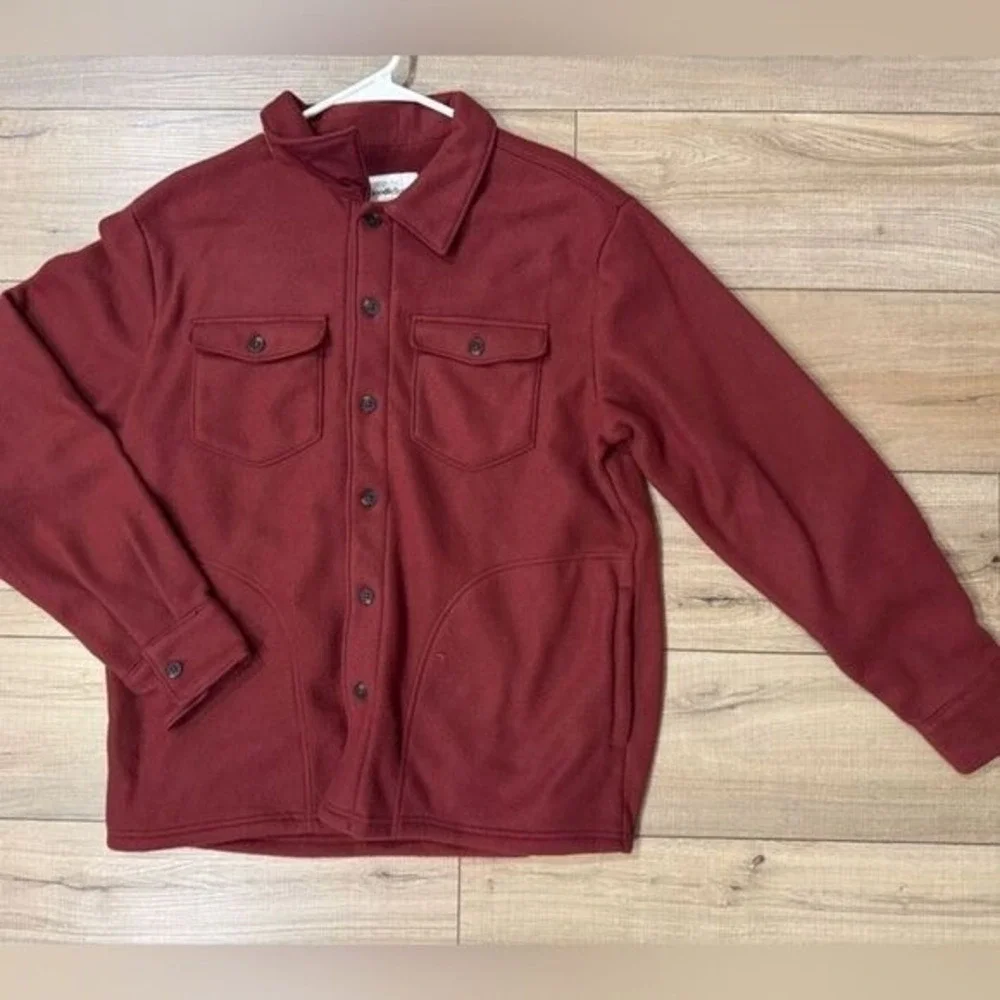 Goodfellow & Co Fleece Jacket Shirt Maroon New Mens Shacket medium Outdoor
